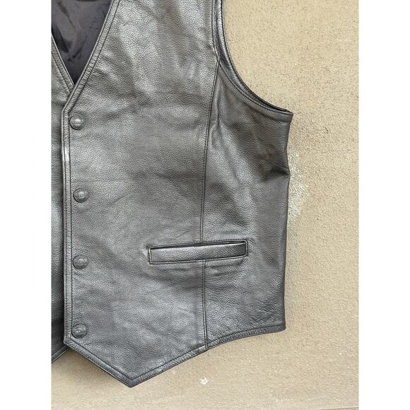 WILSONS Men's Large Leather Vest Button Up Moto Biker Style - Picture 6 of 12